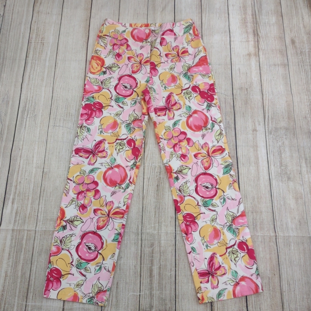 TALBOTS Vintage Stretch CottageCore Fruit and Butterfly Coastal Grandm…